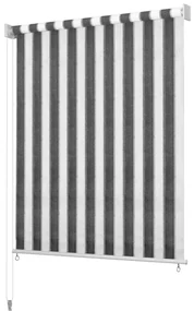 vidaXL Rolgordijn voor buiten gestreept 140x140 cm antraciet en wit