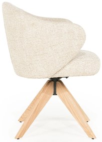 Eleonora Connor Natural Eetkamerstoel Met Eiken Poten Draaibaar Beige