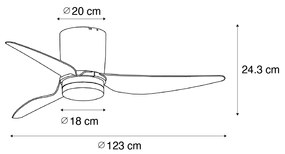 Plafondventilator met lamp zwart incl. LED met afstandsbediening - Patty Modern rond Binnenverlichting Lamp