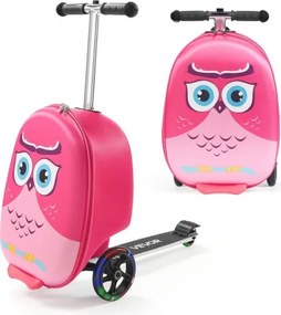 VEVOR Scooterkoffer, 20 liter inhoud, reiskoffer met Flash PU-wielen, TPR antislip handgreep, max. draagvermogen 50 kg, handbagage voor kinderen, voor kinderen vanaf 5 jaar, roze
