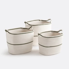 Set van 3 rechthoekige katoenen manden, Kesia