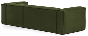 Kave Home Blok Moderne Hoekbank 300 Cm Ribstof Groen Chaise Longue Rechts