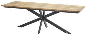 4 Seasons Outdoor Minerva tafel met Robusto teak blad 280 x 95 cm SALE  Tuintafel    antraciet weerbestendig