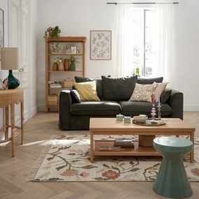 Salontafel met dubbel tafelblad, dennenhout en vlechtwerk, Gabin