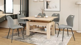 BRAVO sonoma eiken – uitschuifbare en in hoogte verstelbare salontafel, tafel met plank