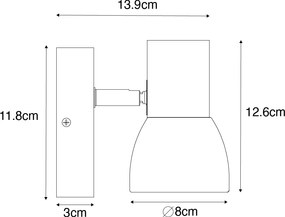 Landelijke wandlamp hout met wit verstelbaar - Thorin