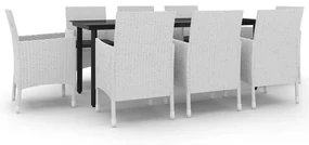 vidaXL 9-delige Tuinset met kussens poly rattan en glas