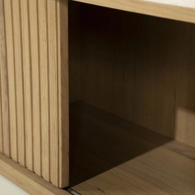 Eleonora Milo Eiken Tv-meubel Met Schuifdeuren 240 Cm Naturel - 240x42x43cm.