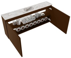 Mondiaz Ture DLux toiletmeubel 120cm rust met wastafel glace midden zonder kraangat