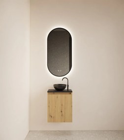 Gliss Design Echo toiletmeubel 40cm artisan eiken met toppaneel zwart mat