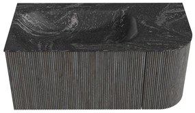 Mondiaz Kurve-dlux 95cm badmeubel ronding rechts shadow met 1 lade en deur en wastafel big small links zonder kraangat lava