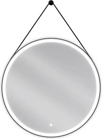 Mexen Reni verlichte badkamerspiegel, rond 80 cm, LED 6000K, anti-condens, zwarte lijst - 9812-080-080-611-70