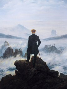 Kunstdruk Wanderer Above the Sea Fog (Vintage Masterpiece) - Caspar David Friedrich, (30 x 40 cm)
