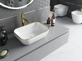 Mexen Rita opbouw wasbak 45 x 32 cm, wit/gouden rand - 21084505