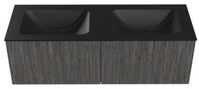 Mondiaz Kurve 130cm badmeubel shadow met 2 lades en wastafel cloud dubbel zonder kraangat urban