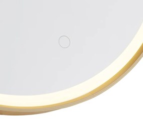 Ronde badkamerspiegel goud 50 cm incl. LED met touchdimmer - Miral Modern IP44 Lamp