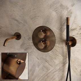 Saniclear Antique Stripes Pro inbouw badkraan rond verouderd messing