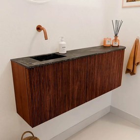 Mondiaz Joya DLux 110cm toiletmeubel ronding rechts ruby met wastafel faye links zonder kraangat lava