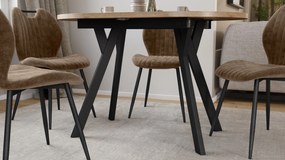 Mazzoni ALMO Craft Eiken Goud / zwarte poten - OVALE UITSCHUIFTAFEL 120-220 cm VOOR 10-12 PERSONEN