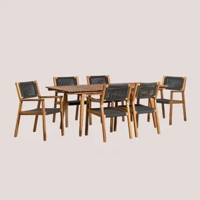Uitschuifbare tafelset (160-210x90 cm) en 6 eetkamerstoelen Tenay - Sklum