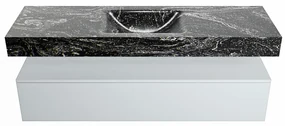 Mondiaz Alan DLux badmeubel 150cm clay 1 lade met wastafel lava midden zonder kraangat