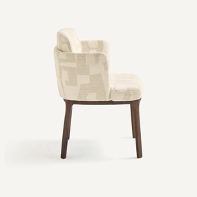 Tafelfauteuil, walnoot en jacquard stof, JABOTE