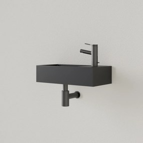 Sanigoods Nano fontein rechts zwart mat met kraangat 36x18cm