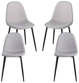 Set van 4 Zwarte Teok Stoffen Stoelen