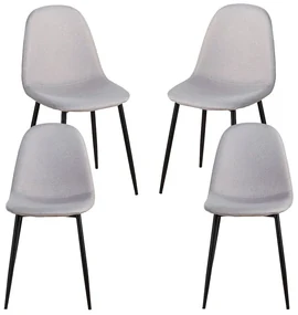 Set van 4 Zwarte Teok Stoffen Stoelen