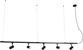 Smart hang railsysteem zwart met 5 spots 1-fase incl. Wifi GU10 - Iconic Jeana
