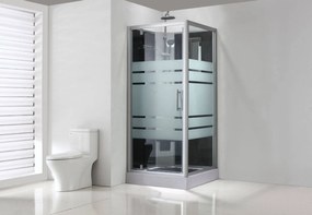 Saqu Total shower douchecabine met links draaiende deur 80x80x225cm semi-gesatineerd glas/aluminium mat