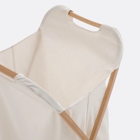 Opvouwbare linnenmand van canvas en bamboe Davio