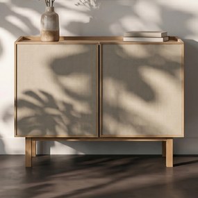 Kastje Eiken Met Stoffen Deuren 90 Cm - 90x40x60cm.