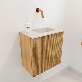 Mondiaz Joya DLux 40cm toiletmeubel oak met wastafel faye rechts zonder kraangat meli
