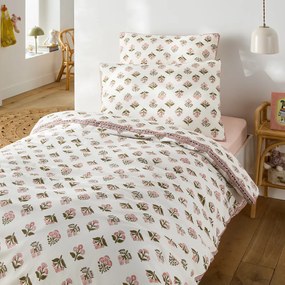Kussensloop voor kinderen, gewassen katoen, bloemenprint, VANDI ÉCRU