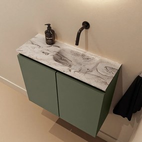 Mondiaz Ture DLux toiletmeubel 60cm army met wastafel glace rechts zonder kraangat