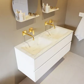 Mondiaz Vica DLux badmeubel 120cm talc 2 lades met wastafel opalo dubbel zonder kraangat