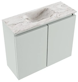 Mondiaz Ture DLux toiletmeubel 60cm greey met wastafel glace midden zonder kraangat