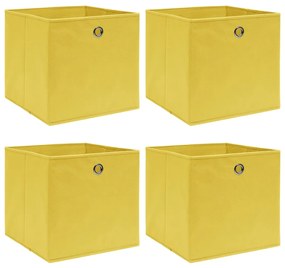 vidaXL Opbergboxen 4 st 32x32x32 cm stof geel