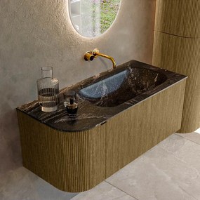 Mondiaz Kurve-dlux 105cm badmeubel ronding links dusk met 1 lade en deur en wastafel big small rechts zonder kraangat lava