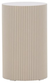 Geribbelde Bijzettafel Beige - 31 X 31cm.