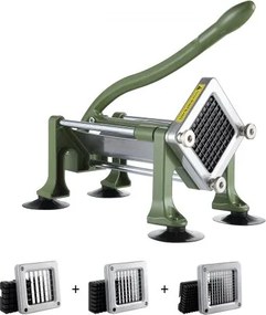 VEVOR Frietsnijder, Aardappelsnijder met roestvrijstalen messen van 1/2 inch, 3/8 inch en 1/4 inch, Handmatige aardappelsnijder met zuignappen, Ideaal voor aardappelen, frieten en groenten