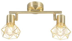 Art Deco Spot / Opbouwspot / Plafondspot messing draai- en kantelbaar 2-lichts - Mosh Modern E14 Binnenverlichting Lamp