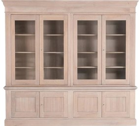Goossens Buffetkast Westwood, 4 glasdeuren 4 dichte deuren, blank eiken, 244 x 225 x 45 cm, stijlvol landelijk