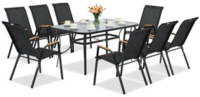 Modena/Bitonto Wood zwart metalen tuinset voor 8 personen Garden Point