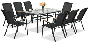 Modena/Bitonto zwart metalen tuinset voor 8 personen Garden Point