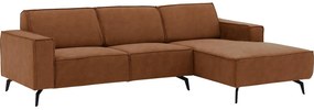 Goossens Hoekbank Hercules bruin, microvezel, 2,5-zits, modern design met chaise longue rechts
