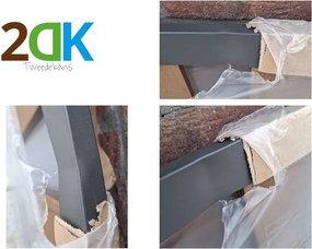 Tweedekans - Tuinhek bruin gevlamd composiet Design met antra aluminium frame (180 x 80 cm)