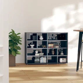 vidaXL Bijzetkast 97x32x72 cm spaanplaat hoogglans grijs