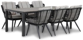 Tuinset 6 personen 217 cm Wicker/Aluminium/Aluminium/wicker Zwart Coco Azzano/Young